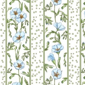 Watercolor flax flowers pattern.