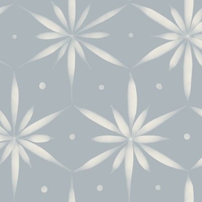 brush stroke blooms _ french grey blue _ hand painted geometric floral