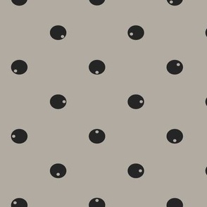 Dotted Dots - cloudy silver taupe _ raisin black - polka dot