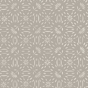 geometric floral - cloudy silver taupe _ creamy white - hand drawn geo flowers