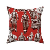 Handsome Fire Fighters (Poppy Red) Toile