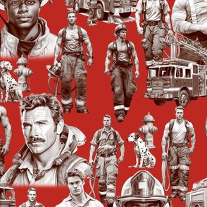 Handsome Fire Fighters (Poppy Red) Toile