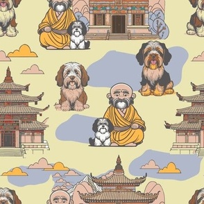 Tibetan terrier and tibetan monk friendship
