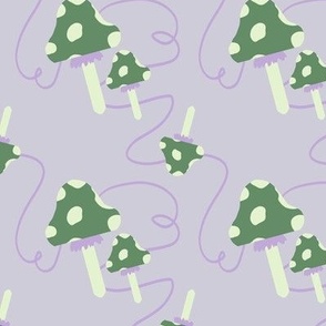 Little mushrooms - green and lilac