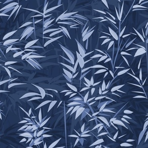 Bamboo forest in shades of blue from light to dark