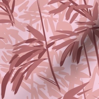 Bamboo forest in shades of pink from dark to light