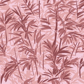 Bamboo forest in shades of pink from dark to light