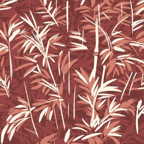 Bamboo forest in shades of warm red to off white  from light to dark