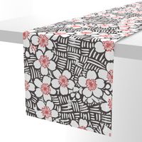 Japanese Floral Block Print (mocha) - Large Scale