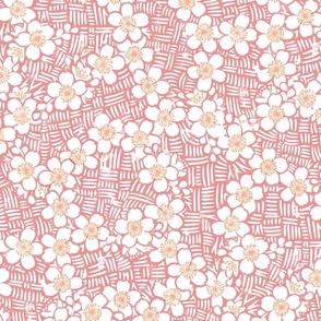 Japanese Floral Block Print (strawberry) - Medium Scale