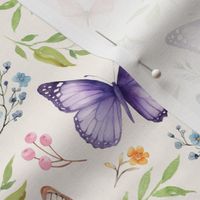 Butterflies MD – Girly Colorful Butterfly Fabric, Garden Floral, Flowers & Butterflies Fabric (pearl)