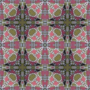 geometric cross check - coral olive