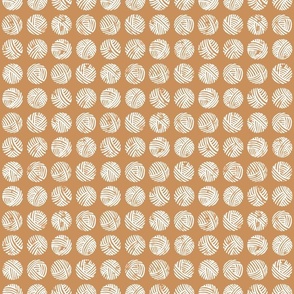 Balls of Wool Block Print (cinnamon) - Small Scale