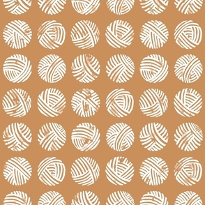 Balls of Wool Block Print (cinnamon) - Medium Scale