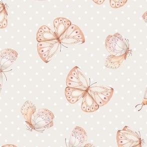 Blush Butterflies – Butterfly Fabric Nature Baby Girl Fabric (bisque)