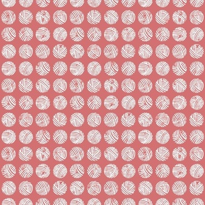 Balls of Wool Block Print (pomegranate) - Small Scale