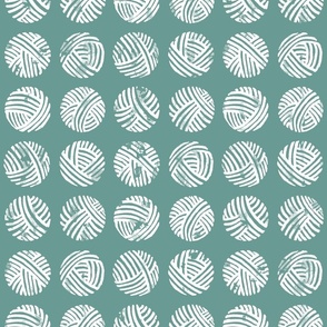 Balls of Wool Block Print (sea green) - Medium Scale