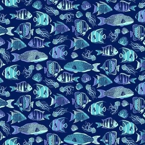 Navy Blue Funky Fishes
