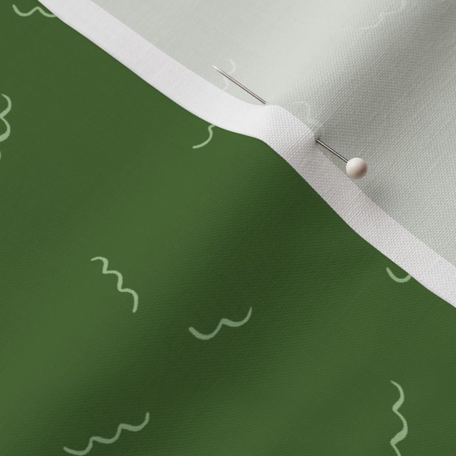 Hand-drawn Waves in Pantone Treetop Green in Small Scale