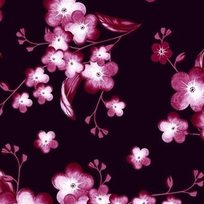 Forget-me-not flowers, Pink on a maroon background