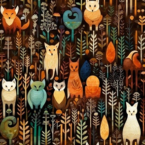 Woodland Animals Creatures and Critters, Forest Fox Owl Bird