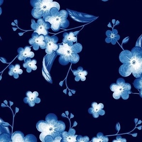 Forget-me-not flowers, Blue on a blue background