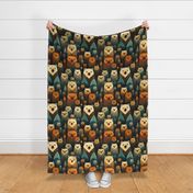 Woodland Bear Bears Family in Forest Trees