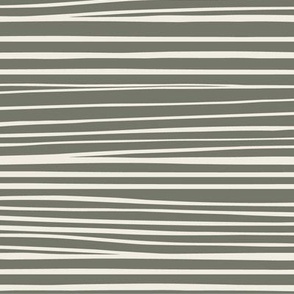 Hand Drawn Horizontal Stripes | Creamy White, Limed Ash Green | Contemporary 02