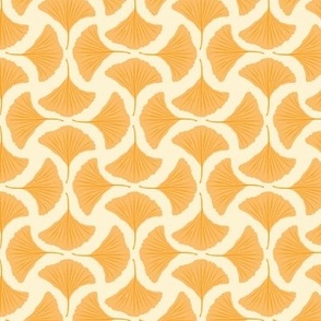 Golden Geometric Gingko Leaves on Cream