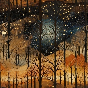 Woodland Night Time Nighttime Stars Dark Forest Sky