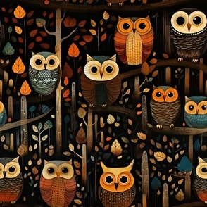 Woodland Owl Owls Bird Birds Sitting on Trees in the Forest
