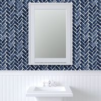 Navy Watercolor Herringbone