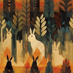 Woodland Rabbit Rabbits Hanging Out in the Forest