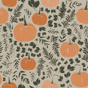 Pumpkin Patch (Green) (10.5" Fabric) (12" Wallpaper)