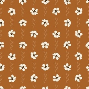 white daisies polka dots with grass twigs on copper