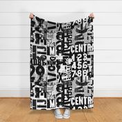 Grunge Typography Urban Style With Letters And Numbers  Black On White Large Scale