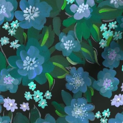 BED OF BLUE FLORALS DOUBLE SIZE