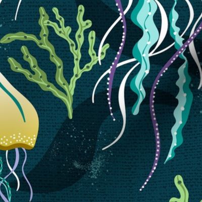 Luminous Waters Nautical Jellyfish Teal Jumbo
