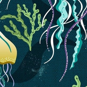 Luminous Waters Nautical Jellyfish Teal Jumbo