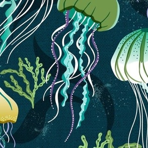 Luminous Waters Nautical Jellyfish Teal Large