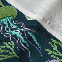 Luminous Waters Nautical Jellyfish Teal Regular