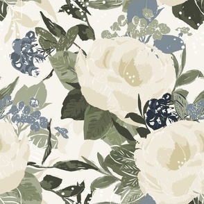 White Rose Fall Floral (12")
