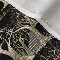 Ghostly Trees in the Deep Black Forest (Seamless Repeat) - Extra Extra Small Scale