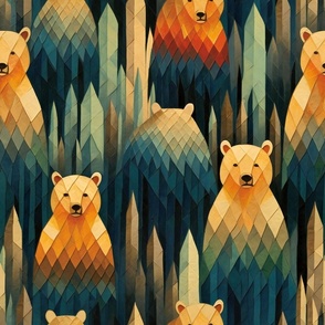 Woodland Bear Bears Standing in Forest Trees