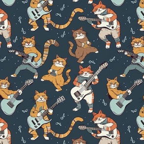 (XL) Cats Rockin' Electric Guitars