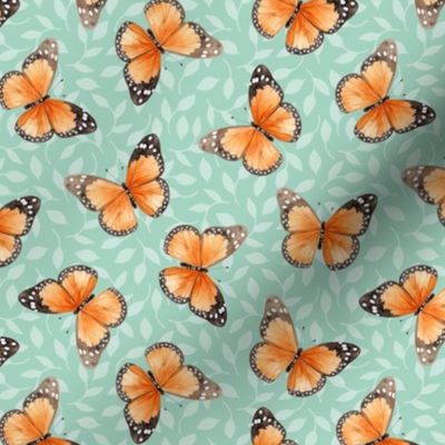 Butterflies – Monarch Butterfly Fabric Nature Spring Fabric (seafoam)