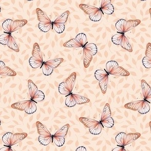 Butterflies – Butterfly Fabric Nature Spring Fabric (blush peach)