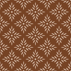 Bohemian geometrics leaves diamonds saddle brown