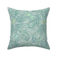 bamboo and dragonflies in shades of celadon and green
