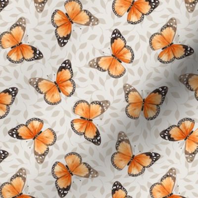 Butterflies – Monarch Butterfly Fabric Nature Spring Fabric (taupe oyster)
